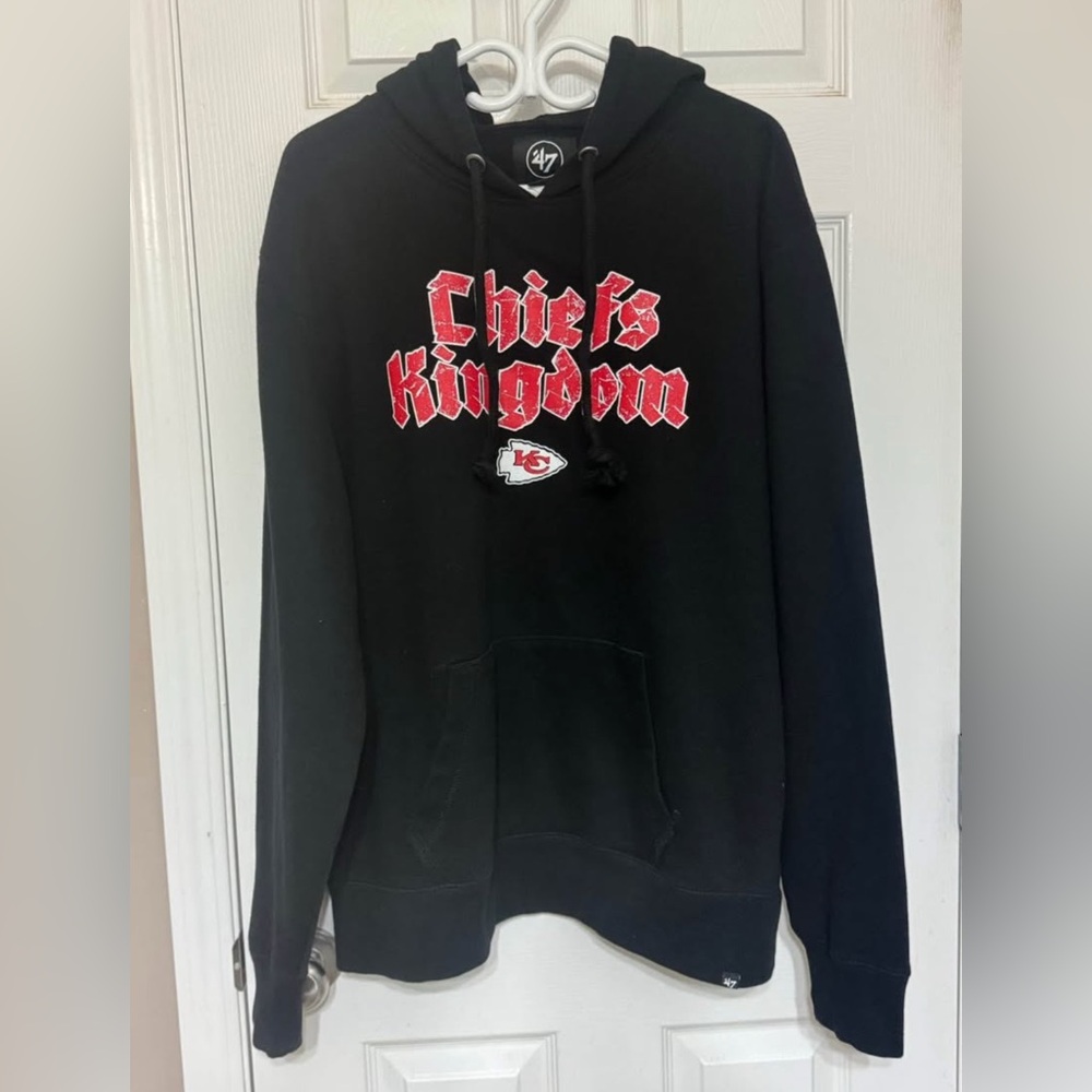 Men's '47 Black Kansas City Chiefs Wordmark Regional Headline Pullover Hoodie